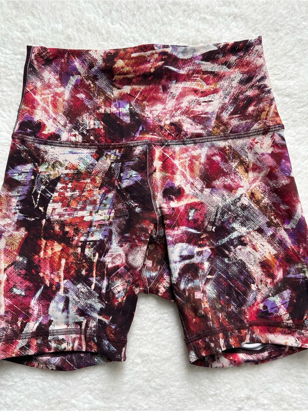 Lululemon Wunder Under Pink Abstract Printed Biker Athletic Shorts - Picture 2 of 7